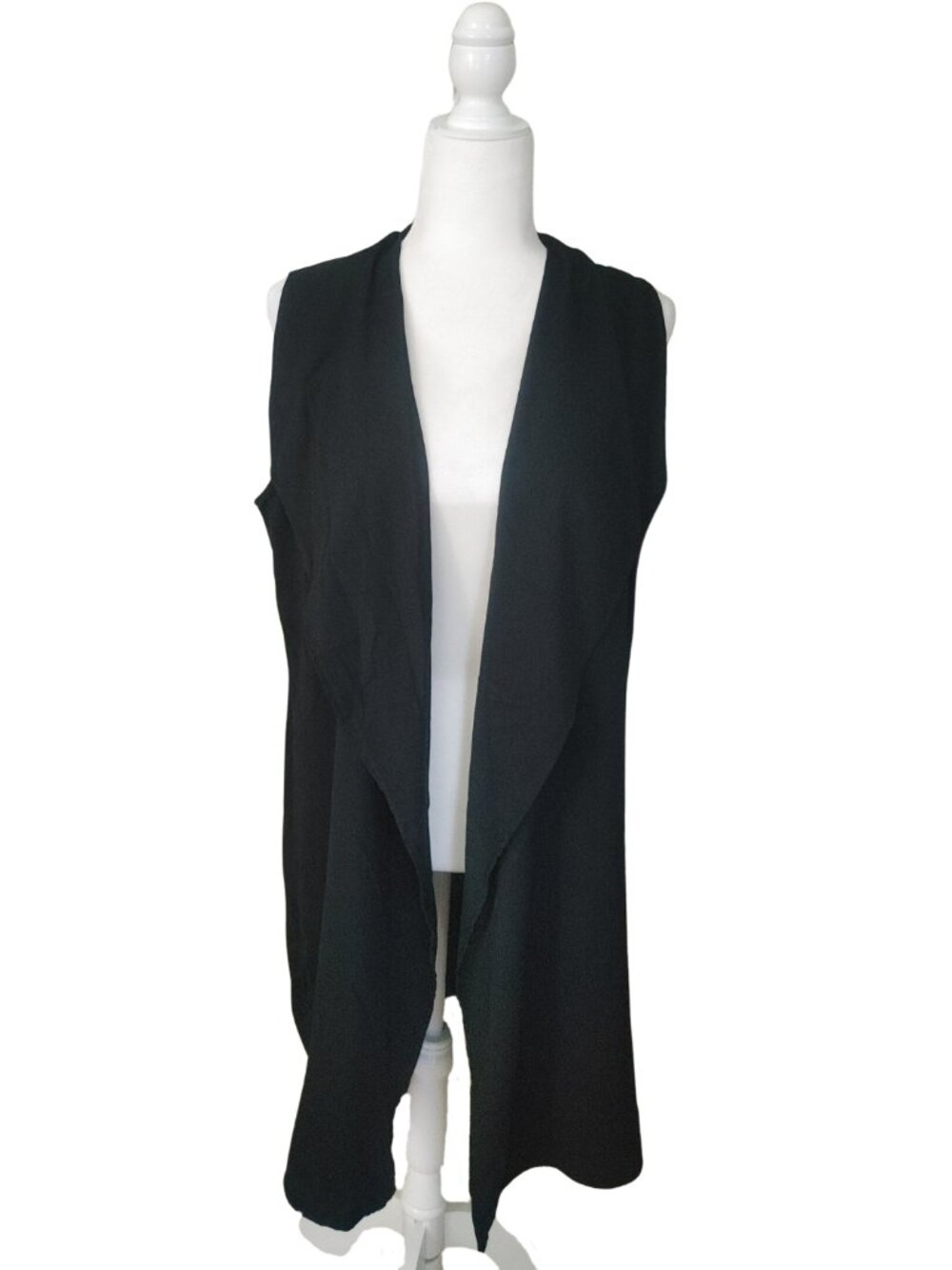 14TH & UNION Black Draped Open Front Sleeveless Cardigan Vest - Size Medium